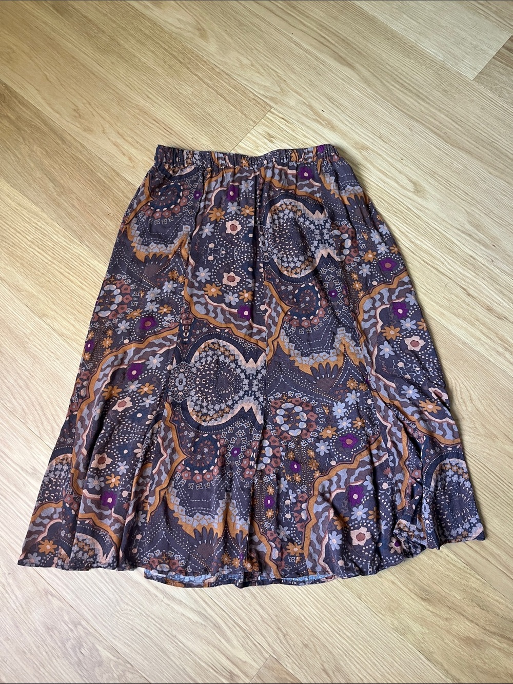 Free People Women’s Annalise Printed Maxi Skirt-chocolate Brown size M